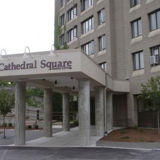 The entrance of Cathedral Square building.