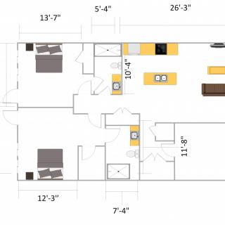 Architectural floor plan of a residential home.