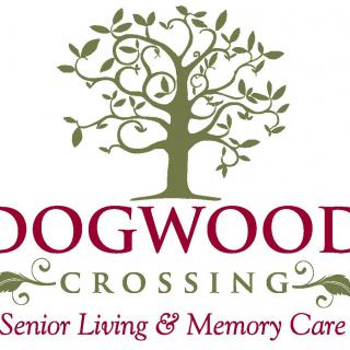 Logo for Dogwood Crossing Senior Living & Memory Care featuring a stylized tree.