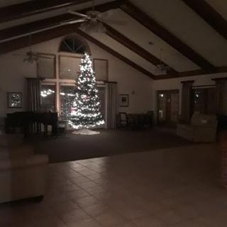 A beautifully decorated Christmas tree illuminated in a cozy interior setting.