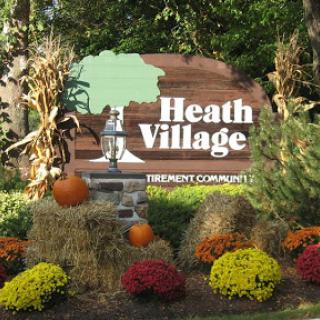 Welcome to Heath Village, adorned with seasonal decorations.