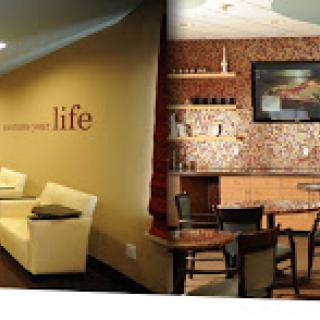 A cozy and modern lounge area showcasing a blend of comfort and style.