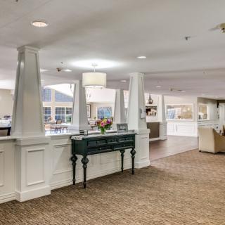 A welcoming lobby with elegant decor and comfortable seating.