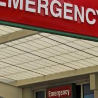 Emergency entrance sign at a hospital.