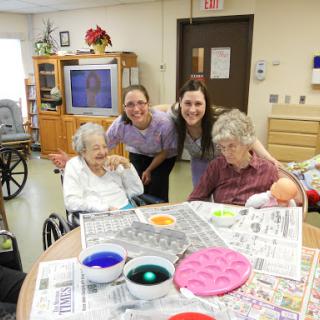 Engaging in creative activities at the community center.