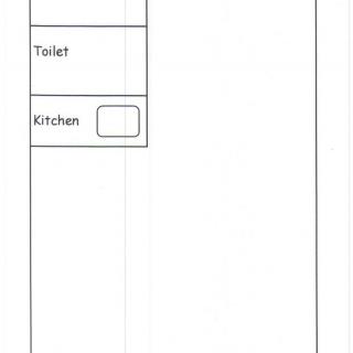A simple floor plan featuring a toilet and kitchen.