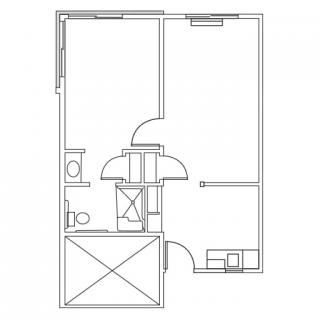 A simple floor plan of a small apartment.