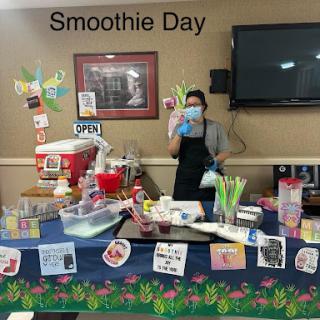 Celebrating Smoothie Day with a vibrant display of ingredients and joyful preparation!