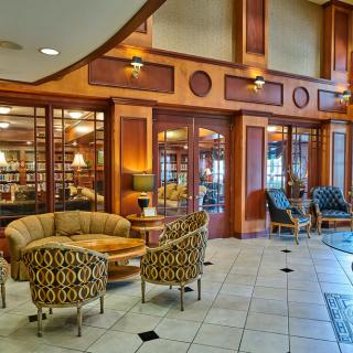 A well-appointed lobby with comfortable seating and elegant decor.