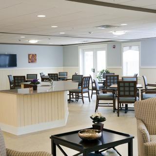 A modern lounge area with comfortable seating and a communal atmosphere.