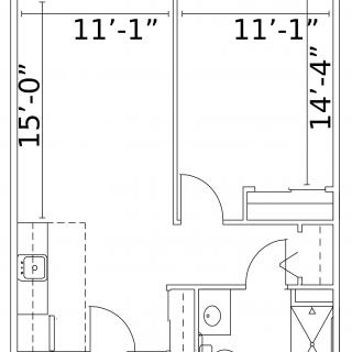 This image is a detailed floor plan of an apartment showing room dimensions and layout.