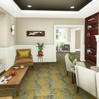 A modern living room with comfortable seating, stylish decor, and a cozy atmosphere.