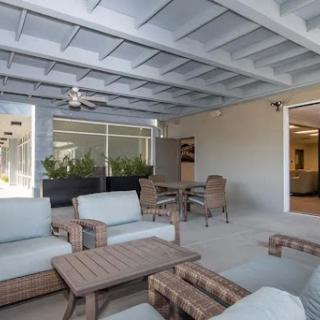 A stylish and inviting outdoor patio space, perfect for relaxation and entertaining.