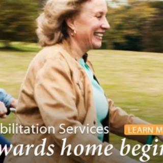 Elderly woman enjoying the outdoors as part of rehabilitation services.
