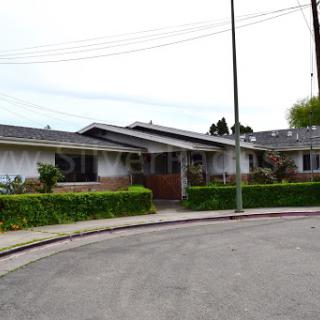 A cozy single-story house situated on a curved suburban street, surrounded by manicured bushes.