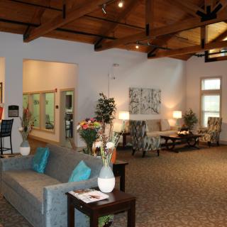 A spacious and modern lobby area with comfortable seating and stylish decor.