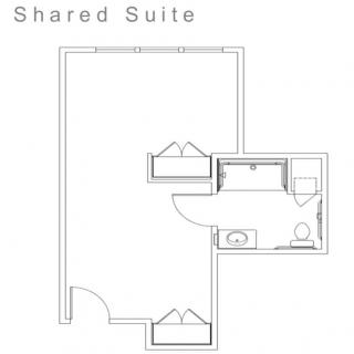 Floor plan of a shared suite layout.