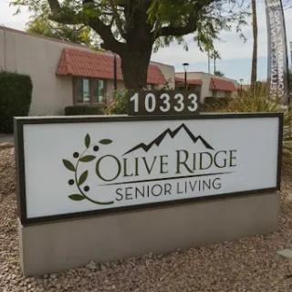 Welcome sign for Olive Ridge Senior Living.