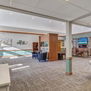 A modern lobby with comfortable seating and ample natural light.