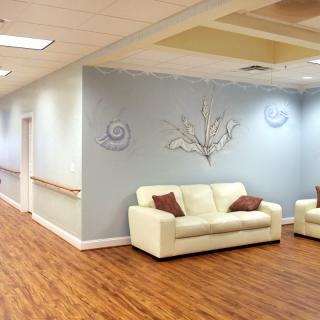 A welcoming lobby with comfortable seating and tasteful decor.