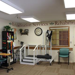 A physical therapy room equipped for rehabilitation services.