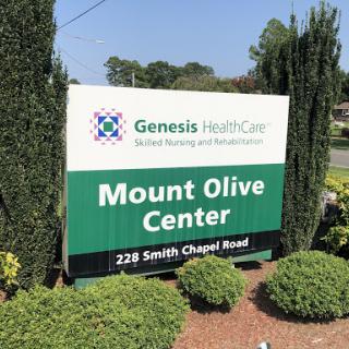 Sign for Genesis HealthCare's Mount Olive Center, located on Smith Chapel Road.