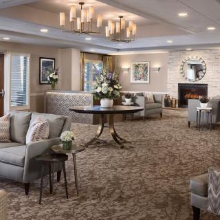 Elegant lounge area with comfortable seating and tasteful decor.