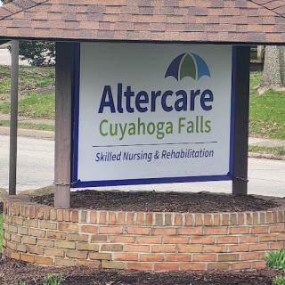 Sign for Altercare facility located in Cuyahoga Falls, offering skilled nursing and rehabilitation services.
