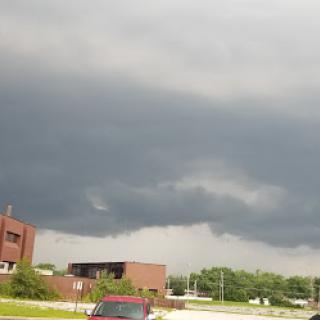 An approaching storm with dark, ominous clouds.