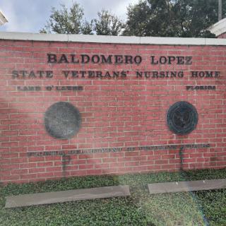 Entrance sign of Baldomero Lopez State Veterans Nursing Home.