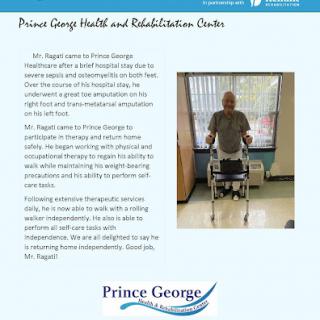 A patient using a walker in the rehabilitation center.