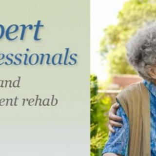 Healthcare professionals providing assistance to seniors in rehabilitation and outpatient care.