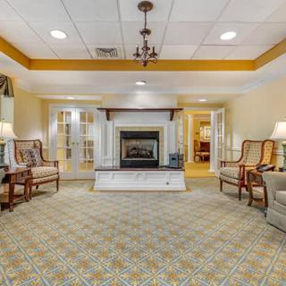 A luxurious living room with elegant furniture and a fireplace, showcasing intricate interior design.