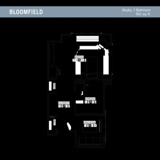Floor plan of a building labeled 'Bloomfield'.