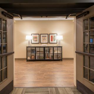 A welcoming lobby space featuring modern decor and soft lighting.