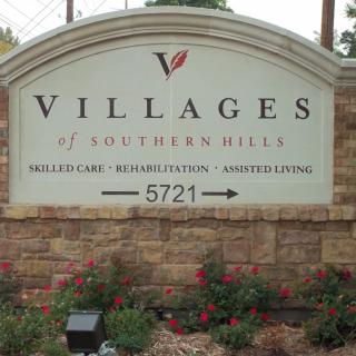 Entrance sign for Villages of Southern Hills, a retirement and assisted living community.
