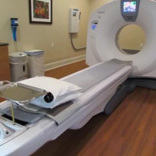A CT scanner in a healthcare facility.