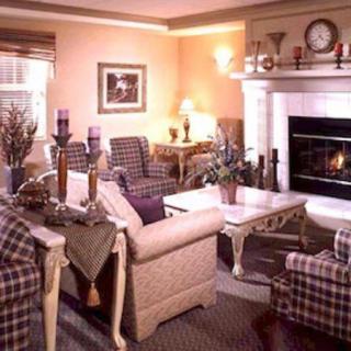 A cozy living room with a fireplace and elegant decor.