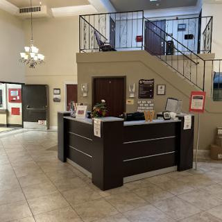 A welcoming reception area with a modern design and an inviting atmosphere.