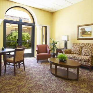 A cozy living room with a sofa, armchairs, and a coffee table, complemented by indoor plants and artwork on the wall.