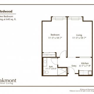One-bedroom apartment floor plan with living room, kitchen, and bathroom.