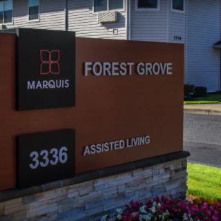 Sign for Marquis Forest Grove Assisted Living.