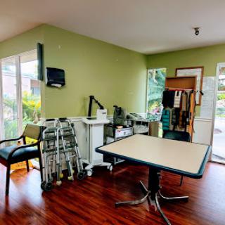 A well-equipped therapy room designed for rehabilitation and medical assistance.