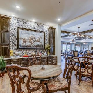 A luxurious dining area with elegant furniture and stylish decor.
