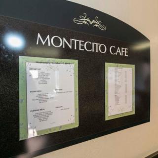 A wall-mounted menu display for Montecito Cafe.