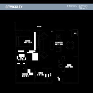 A detailed architectural blueprint layout of a residential or commercial space.
