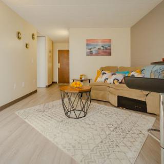 A cozy and modern living room featuring stylish furniture and thoughtful decor.