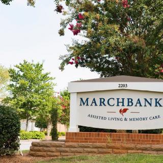 Entrance sign for Marchbank Assisted Living and Memory Care.