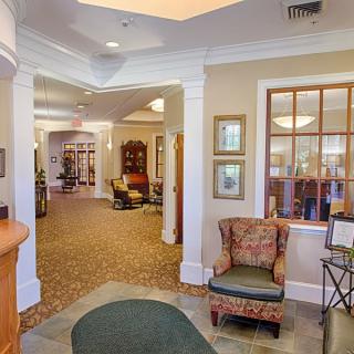 A cozy and well-decorated lobby with comfortable seating and elegant decor.