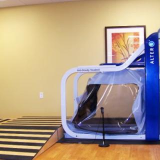 An anti-gravity treadmill used for rehabilitation and physical therapy.